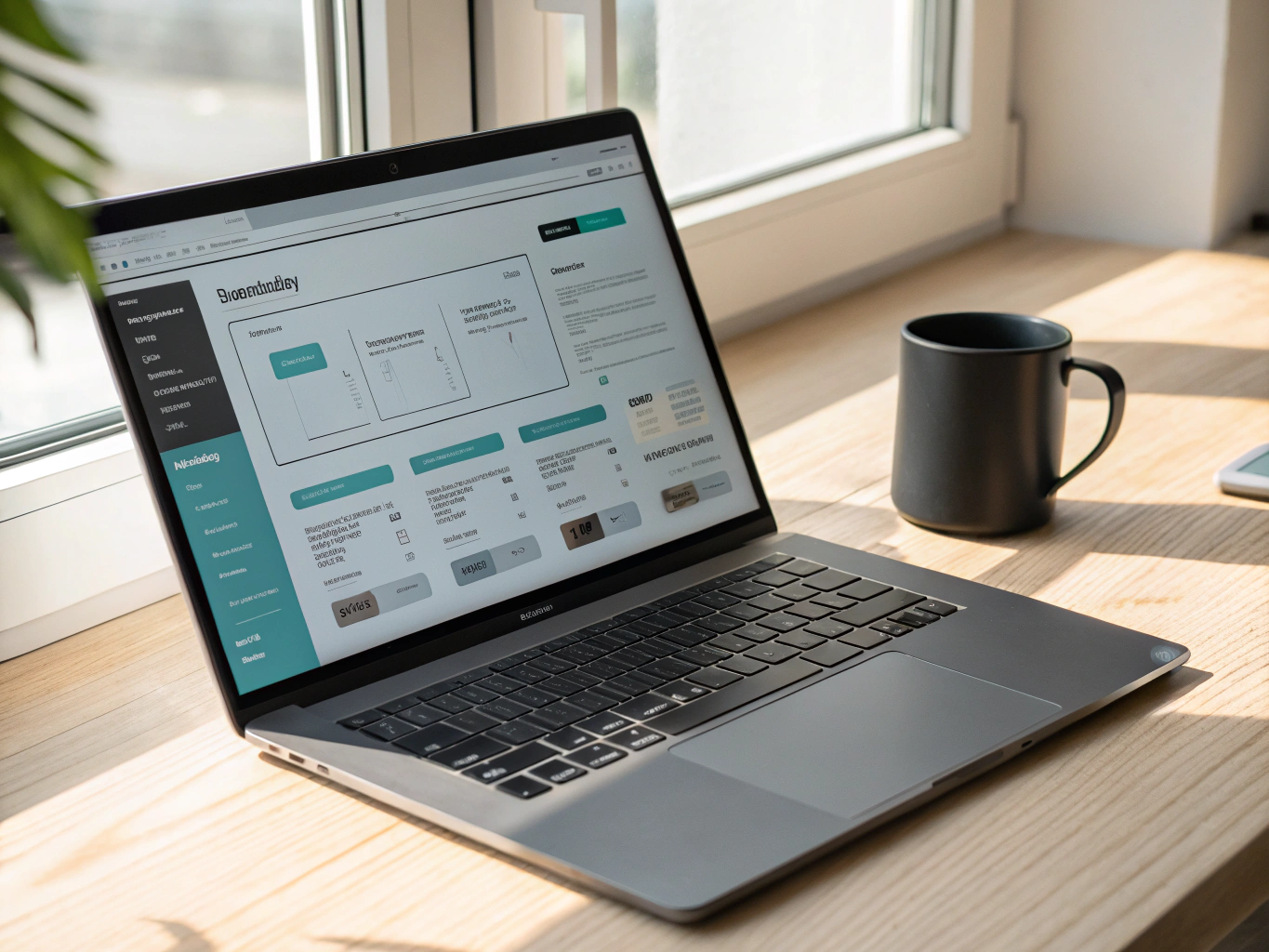 Website wireframe design on a computer screen