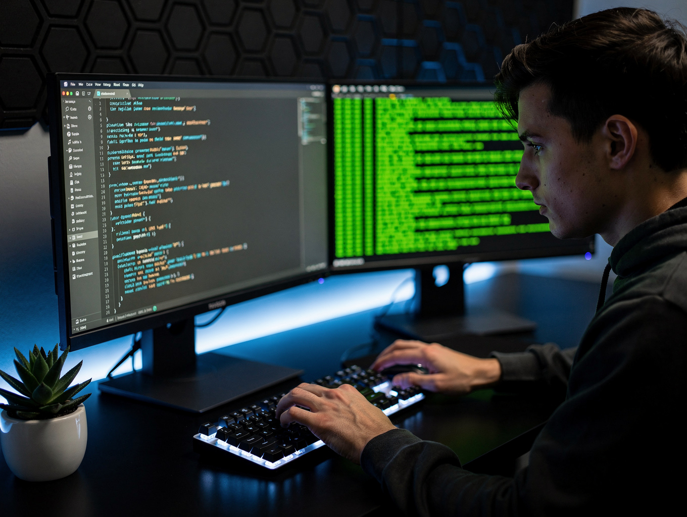 Developer writing clean code for website performance